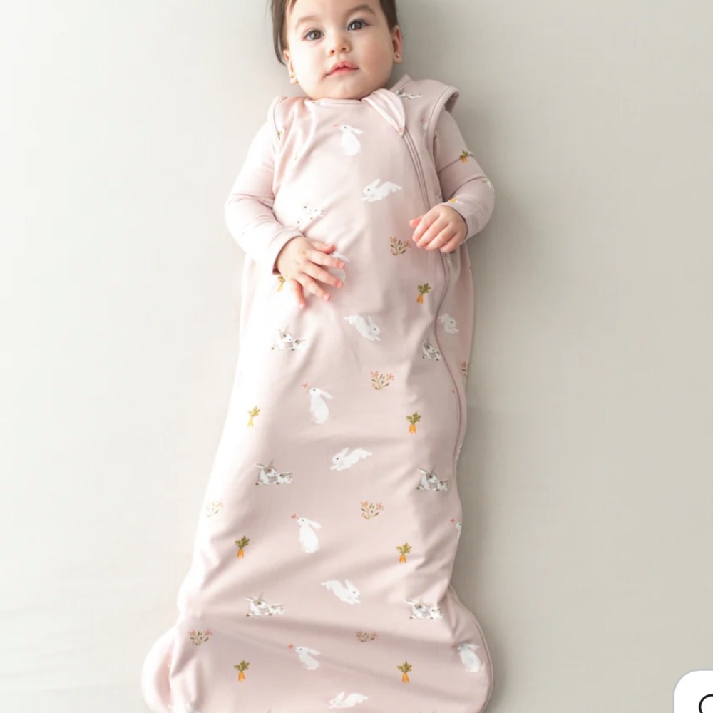 Kyte BABY Blush Rabbit Sleep Sack with Bunny and Carrot Design pink